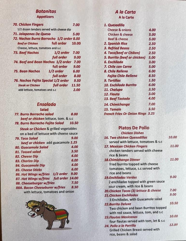 Burro borracho Menu image 4